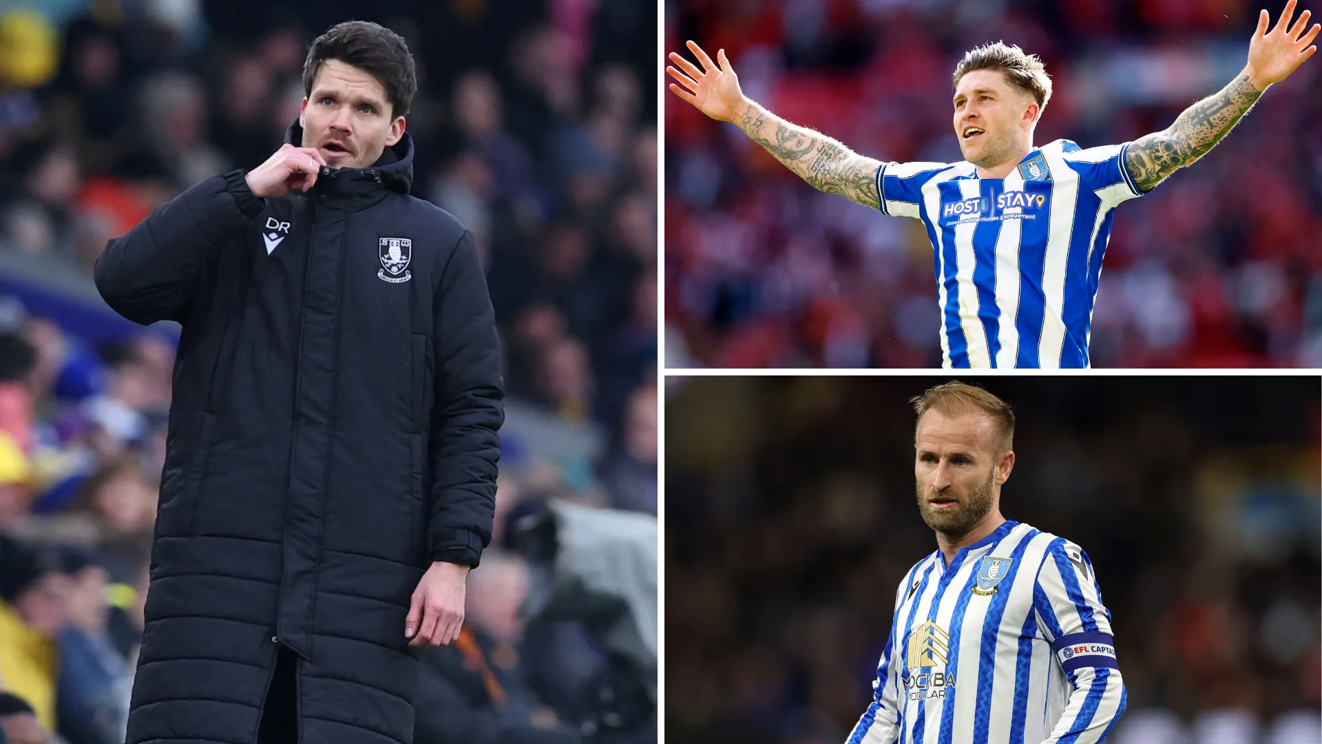 Danny Rohl, Josh Windass và Barry Bannan trong buổi tập của Sheffield Wednesday