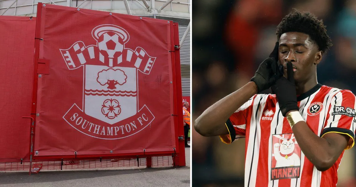Hình ảnh đồ họa thể hiện sự liên kết giữa Southampton FC và Jesurun Rak-Sakyi