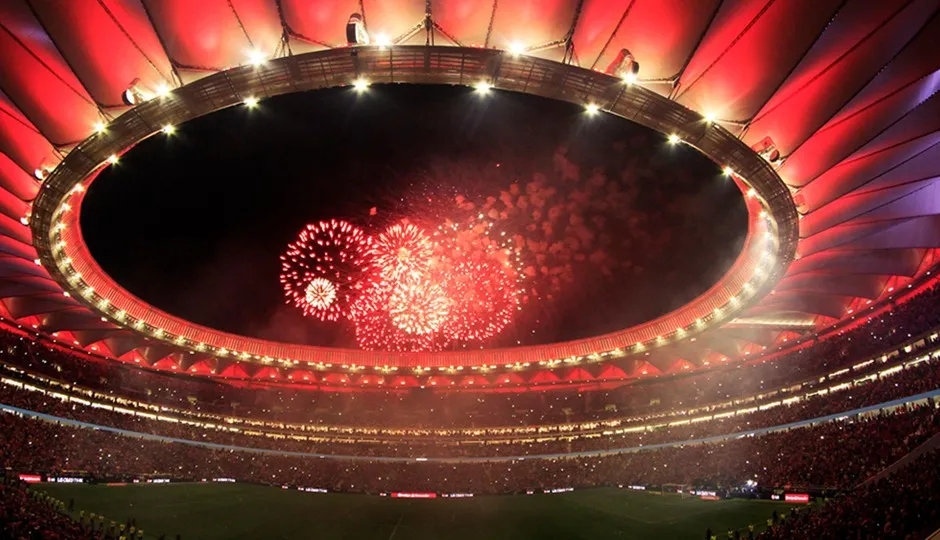 SVĐ Wanda Metropolitano nhìn từ một góc khán đài dốc