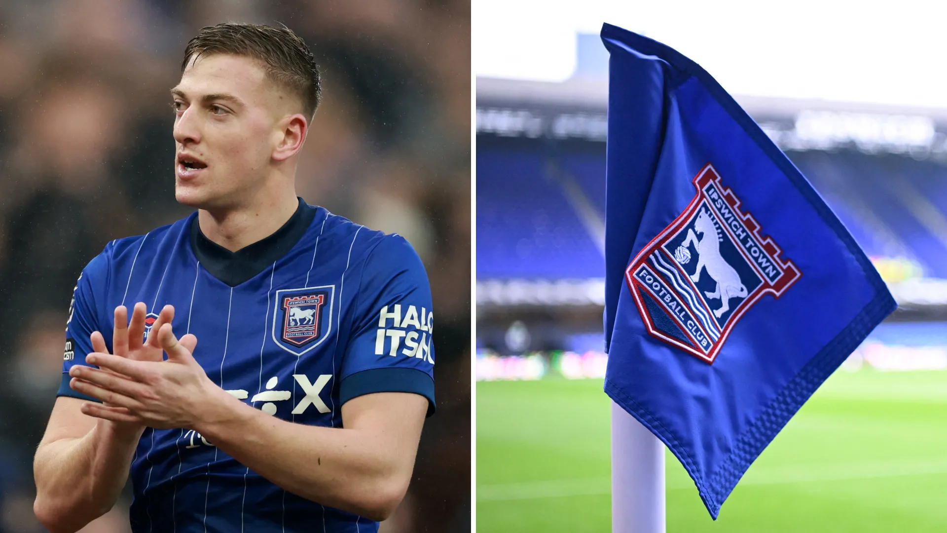 Tiền đạo Liam Delap trong buổi tập của Ipswich Town