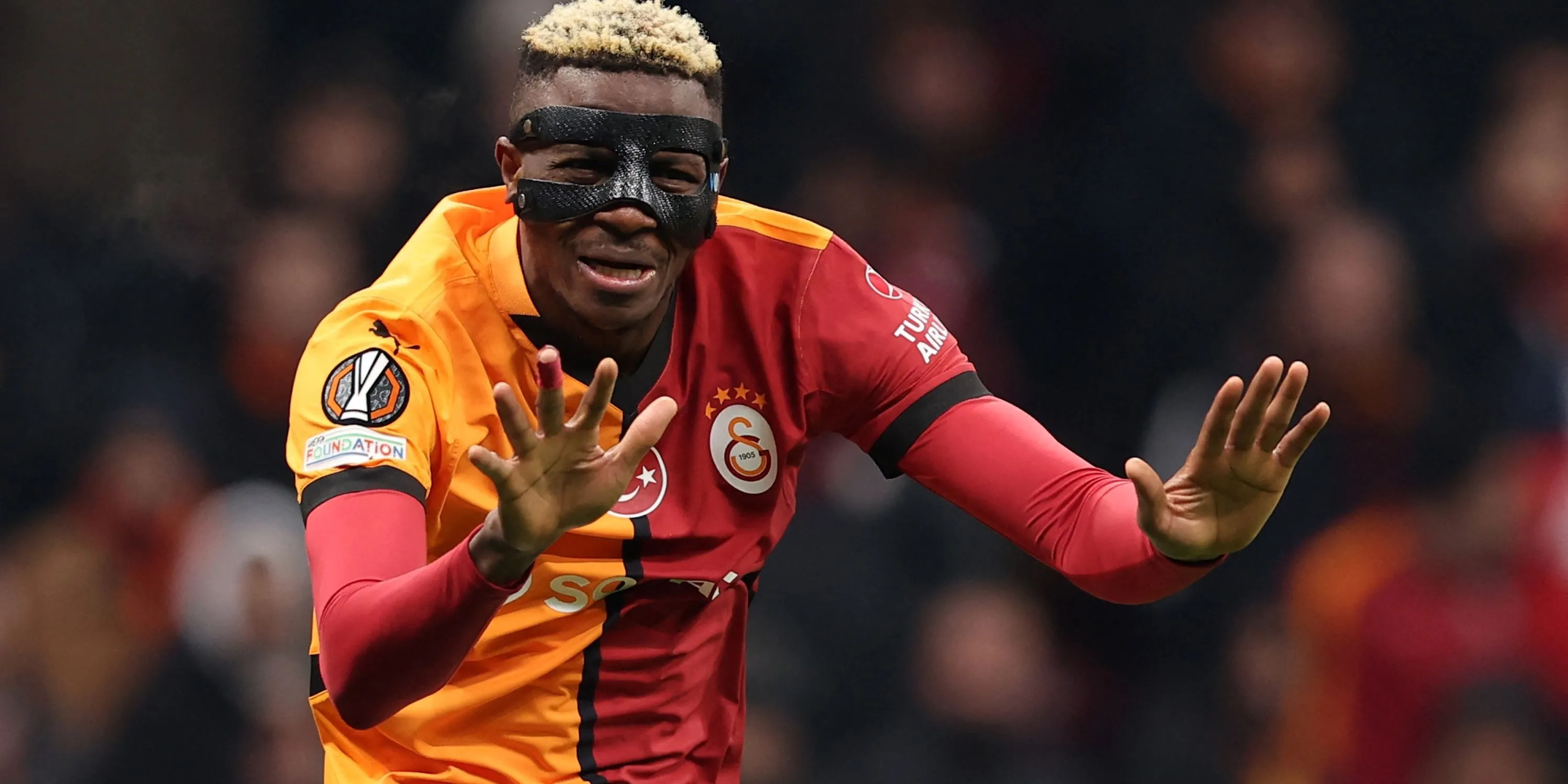 Tiền đạo Victor Osimhen thể hiện cảm xúc trong màu áo Galatasaray mùa giải 2024/25
