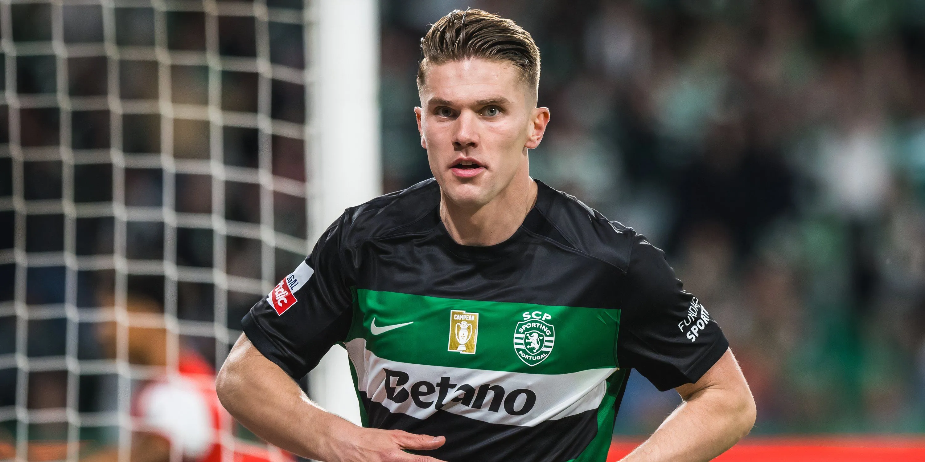 Viktor Gyokeres ăn mừng sau khi ghi bàn cho Sporting CP, thể hiện phong độ cao