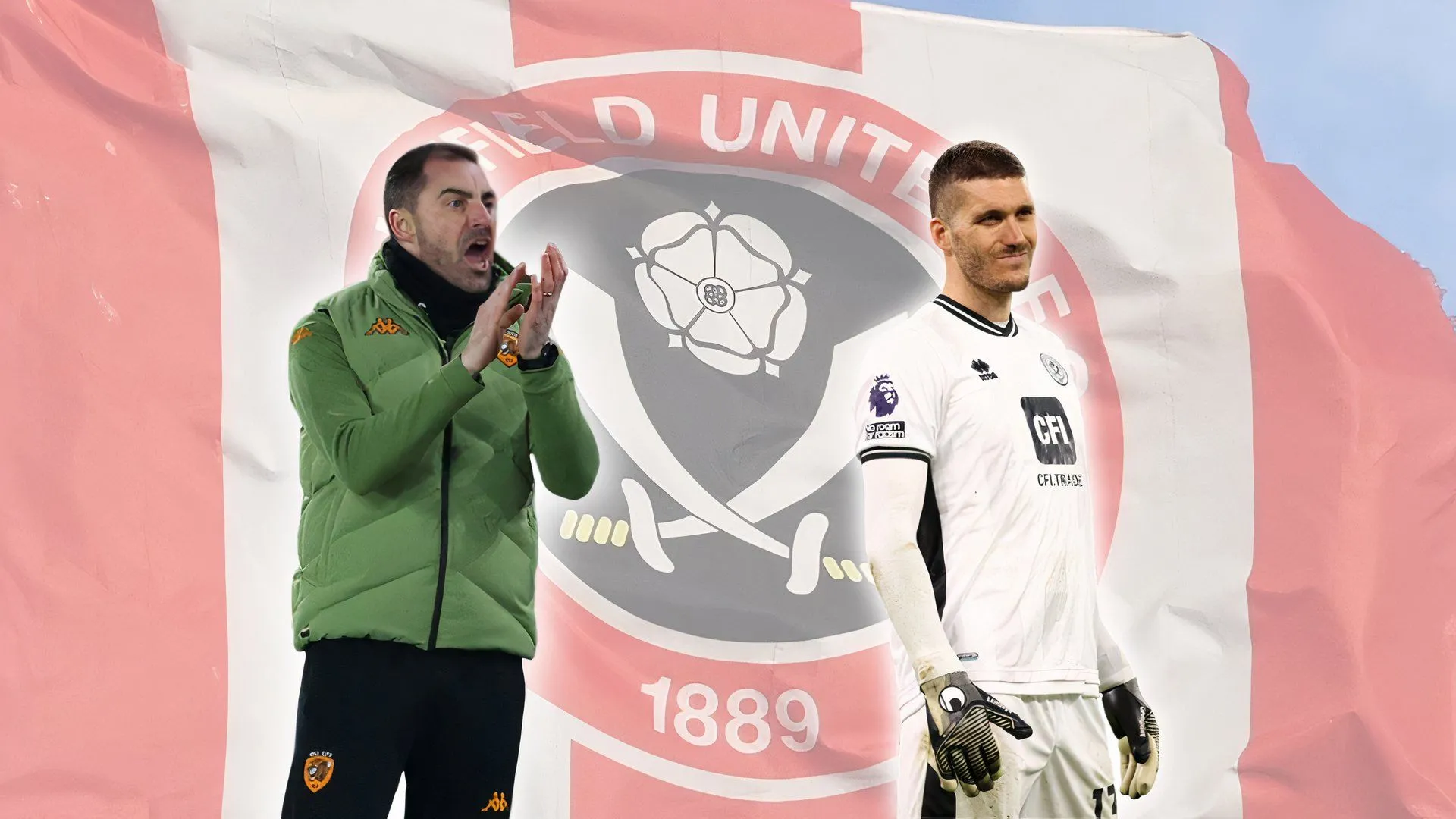 HLV Ruben Selles của Sheffield United cùng thủ môn Ivo Grbic