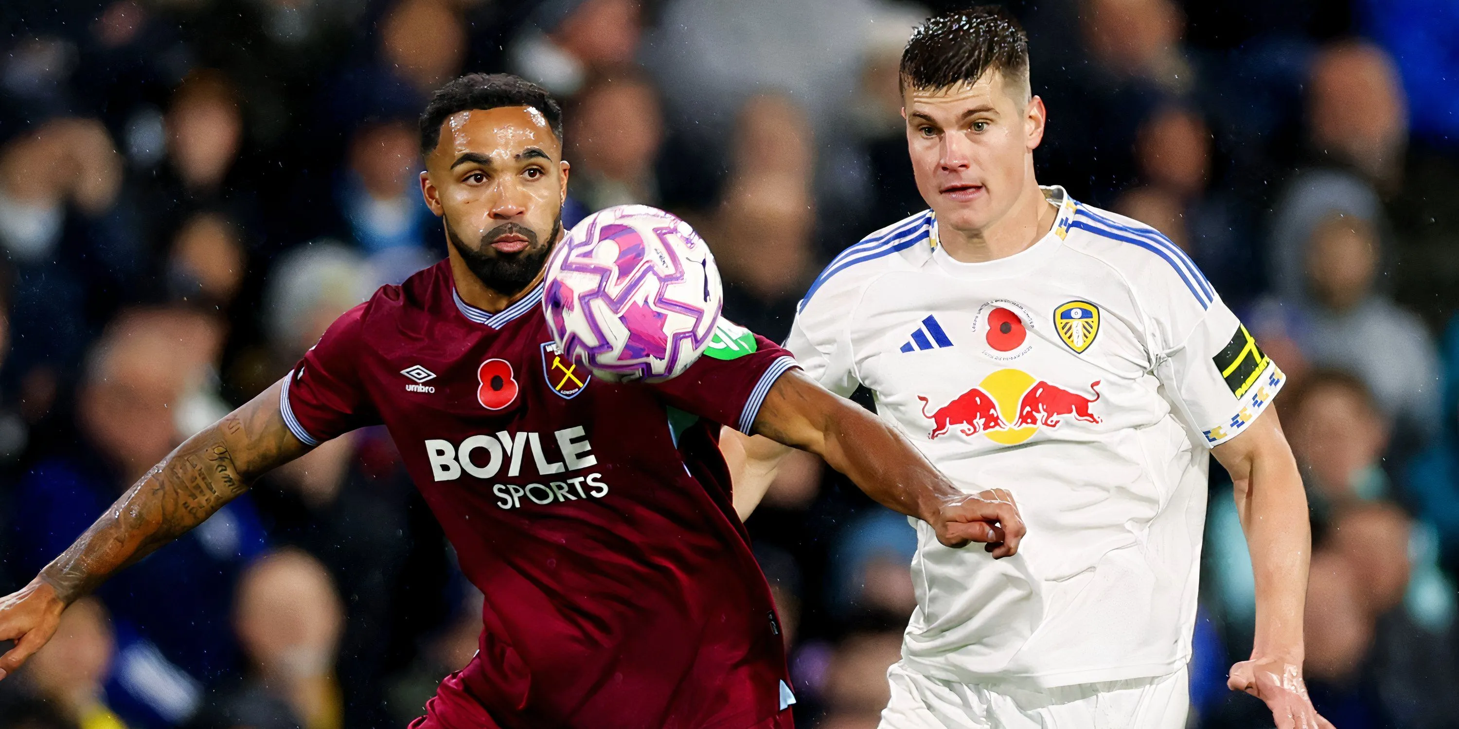 Jaka Bijol tranh chấp trong trận đấu với West Ham, màn ra mắt Premier League ấn tượng